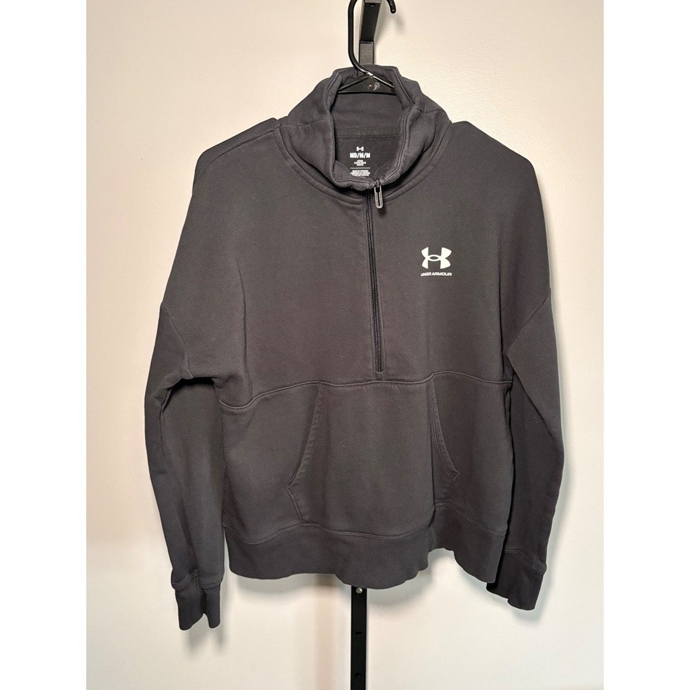 Under Armour Womens Rival Fleece 1/2 Zip Pullover‎ Sweatshirt Black Size Medium
